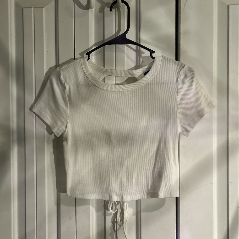 Wild Fable White Ribbed Crop Top